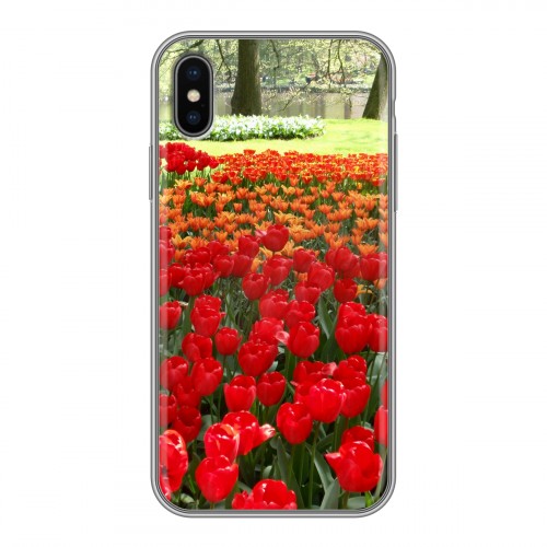 Дизайнерский силиконовый чехол для Iphone x10 Тюльпаны