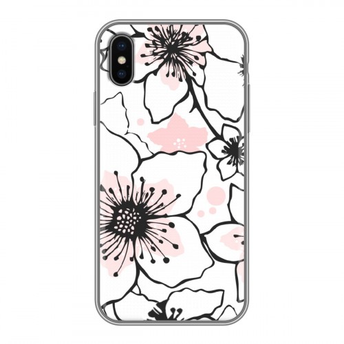 Дизайнерский силиконовый чехол для Iphone x10 Японские розовые мотивы