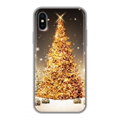 Дизайнерский силиконовый чехол для Iphone x10 Новогодняя елка