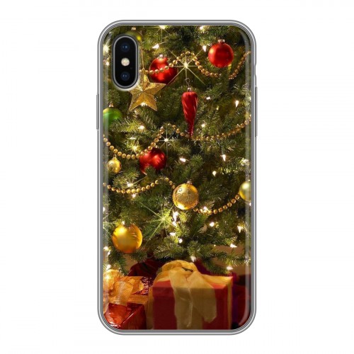 Дизайнерский силиконовый чехол для Iphone x10 Новогодняя елка