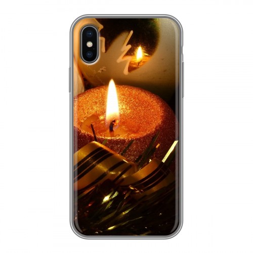 Дизайнерский силиконовый чехол для Iphone x10 Новогодние свечки