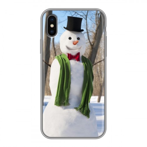 Дизайнерский силиконовый чехол для Iphone x10 Снеговики