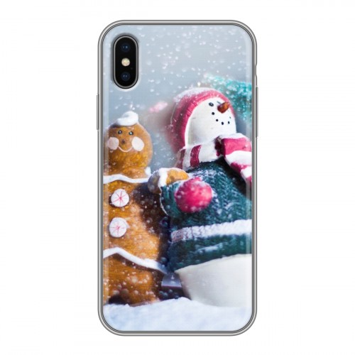 Дизайнерский силиконовый чехол для Iphone x10 Снеговики