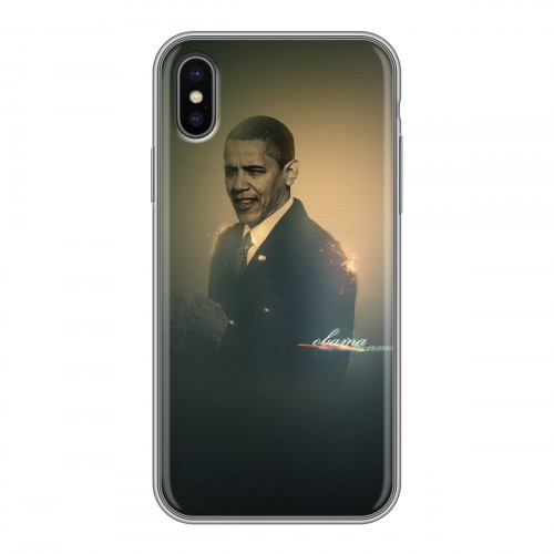 Дизайнерский силиконовый чехол для Iphone x10 Барак Обама