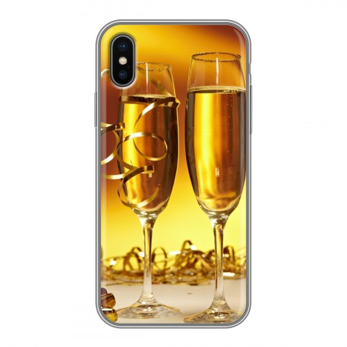 Дизайнерский силиконовый чехол для Iphone x10 Новогодние бокалы