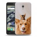 Дизайнерский силиконовый чехол для Alcatel Pixi 4 (6) 9001d Собака и котенок