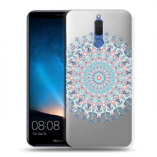 Полупрозрачный дизайнерский силиконовый чехол для Huawei Nova 2i Голубые мандалы