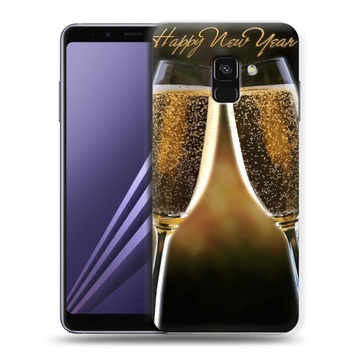 Дизайнерский пластиковый чехол для Samsung Galaxy A8 (2018) Новогодние бокалы