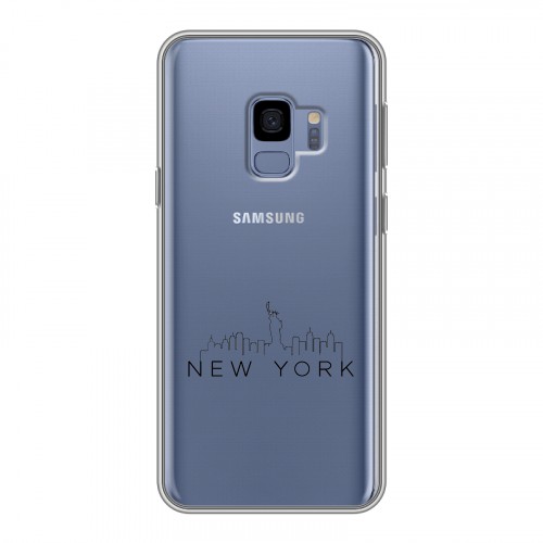 Полупрозрачный дизайнерский пластиковый чехол для Samsung Galaxy S9  Прозрачные города