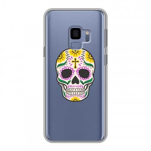Дизайнерский пластиковый чехол для Samsung Galaxy S9 Прозрачные веселые черепа