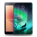 Дизайнерский силиконовый чехол для Samsung Galaxy Tab A 8.0 (2017) Северное сияние и волк