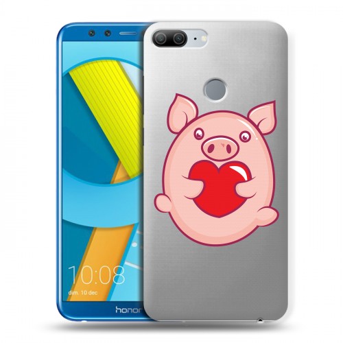 Полупрозрачный дизайнерский пластиковый чехол для Huawei Honor 9 Lite Прозрачные свинки