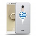 Полупрозрачный дизайнерский пластиковый чехол для Alcatel 3C флаг греции