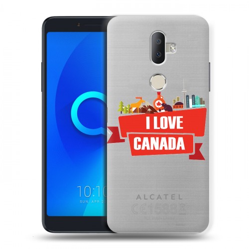 Полупрозрачный дизайнерский пластиковый чехол для Alcatel 3V Флаг Канады