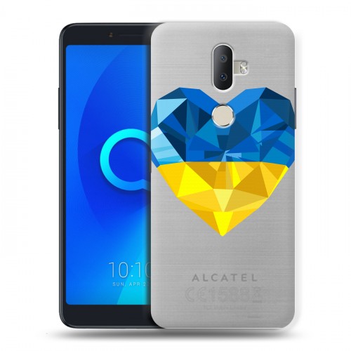 Полупрозрачный дизайнерский пластиковый чехол для Alcatel 3V Флаг Украины