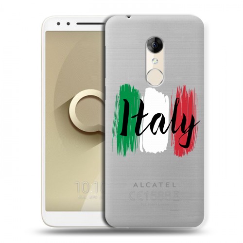 Полупрозрачный дизайнерский пластиковый чехол для Alcatel 3 Флаг Италии