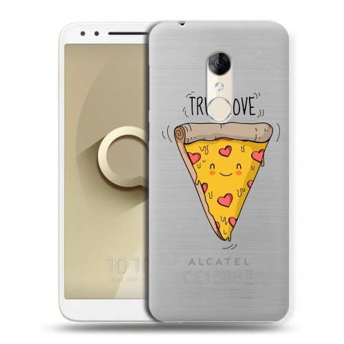 Полупрозрачный дизайнерский пластиковый чехол для Alcatel 3 Прозрачная Пицца