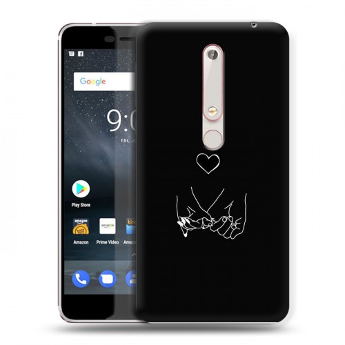 Дизайнерский пластиковый чехол для Nokia 6 (2018) Минимализм на черном