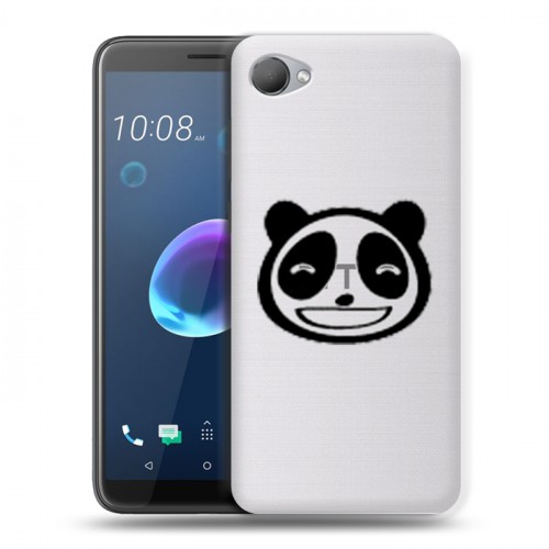 Полупрозрачный дизайнерский пластиковый чехол для HTC Desire 12 Прозрачные панды - смайлики