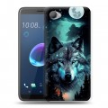 Дизайнерский пластиковый чехол для HTC Desire 12 Волк и луна