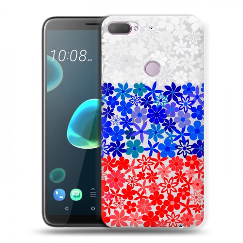 Полупрозрачный дизайнерский силиконовый чехол для HTC Desire 12 Plus Российский флаг