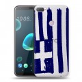 Полупрозрачный дизайнерский пластиковый чехол для HTC Desire 12 Plus флаг греции