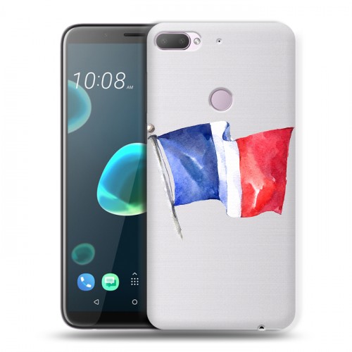 Полупрозрачный дизайнерский пластиковый чехол для HTC Desire 12 Plus Флаг Франции