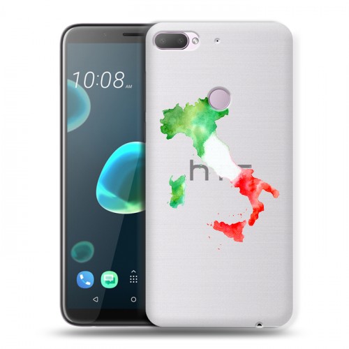 Полупрозрачный дизайнерский пластиковый чехол для HTC Desire 12 Plus Флаг Италии