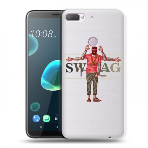 Полупрозрачный дизайнерский пластиковый чехол для HTC Desire 12 Plus Прозрачное SWAG
