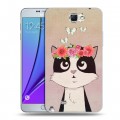 Дизайнерский пластиковый чехол для Samsung Galaxy Note 2 Животные с цветами