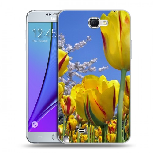 Дизайнерский пластиковый чехол для Samsung Galaxy Note 2 Тюльпаны