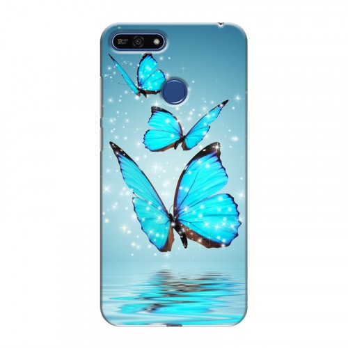 Дизайнерский силиконовый чехол для Huawei Honor 7A Pro Бабочки голубые