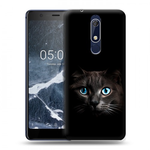 Дизайнерский пластиковый чехол для Nokia 5.1 Кот в темноте