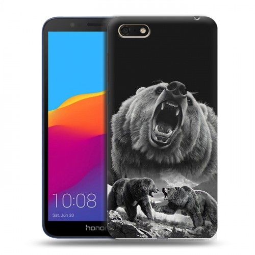 Дизайнерский пластиковый чехол для Huawei Honor 7A Схватка медведей