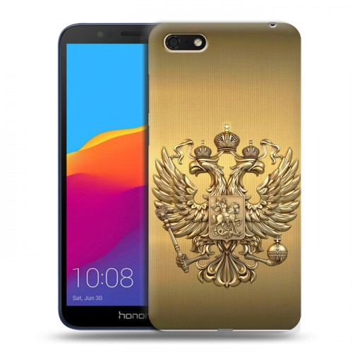 Дизайнерский пластиковый чехол для Huawei Honor 7A Флаг и герб России
