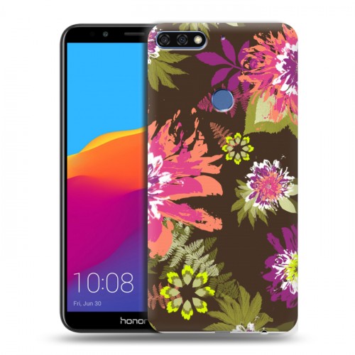 Дизайнерский пластиковый чехол для Huawei Honor 7C Pro Цветочные паттерны