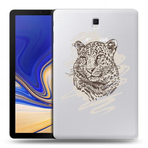 Дизайнерский силиконовый чехол для Samsung Galaxy Tab S4 Прозрачные леопарды