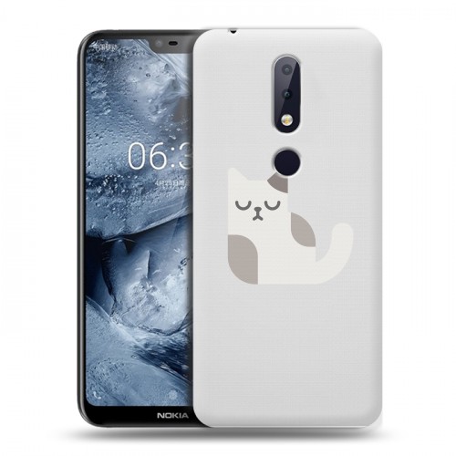 Полупрозрачный дизайнерский силиконовый чехол для Nokia 6.1 Plus Прозрачные кошки