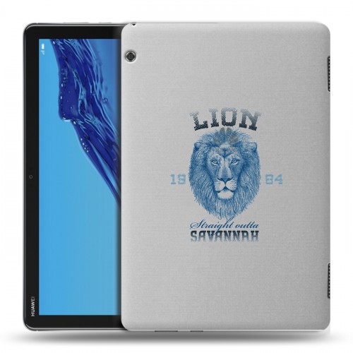 Полупрозрачный дизайнерский пластиковый чехол для Huawei MediaPad T5 Символика льва
