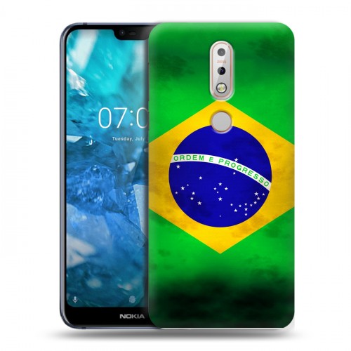 Дизайнерский пластиковый чехол для Nokia 7.1 Флаг Бразилии