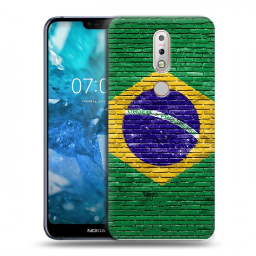 Дизайнерский пластиковый чехол для Nokia 7.1 Флаг Бразилии