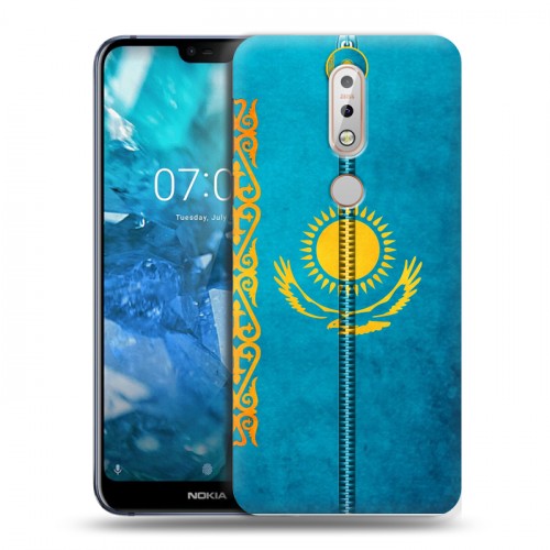 Дизайнерский пластиковый чехол для Nokia 7.1 Флаг Казахстана