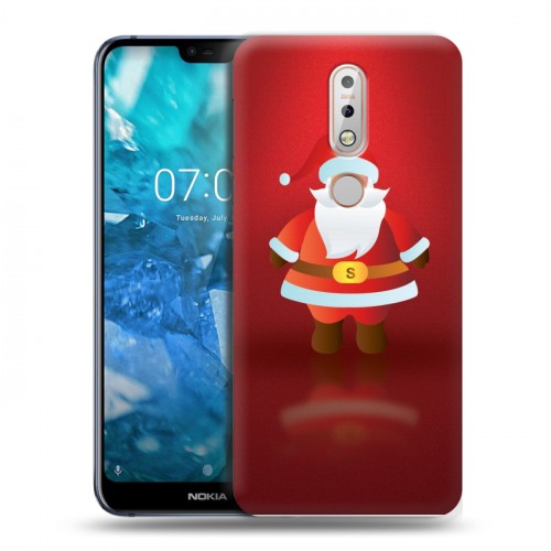 Дизайнерский пластиковый чехол для Nokia 7.1 Дед мороз и Санта