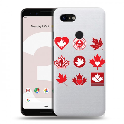 Полупрозрачный дизайнерский пластиковый чехол для Google Pixel 3 Флаг Канады