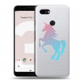 Полупрозрачный дизайнерский пластиковый чехол для Google Pixel 3 Прозрачные лошади и единороги 