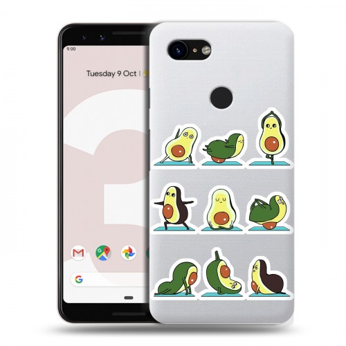 Полупрозрачный дизайнерский пластиковый чехол для Google Pixel 3 Йога авокадо