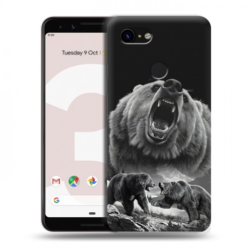 Дизайнерский пластиковый чехол для Google Pixel 3 Схватка медведей