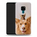 Дизайнерский пластиковый чехол для Huawei Mate 20 Собака и котенок