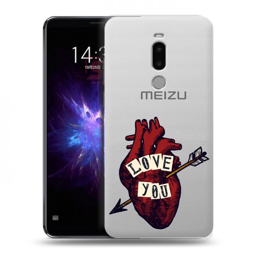 Полупрозрачный дизайнерский силиконовый чехол для Meizu Note 8 Прозрачные сердечки