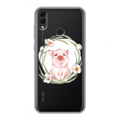 Полупрозрачный дизайнерский пластиковый чехол для Huawei Honor 8C Прозрачные свинки